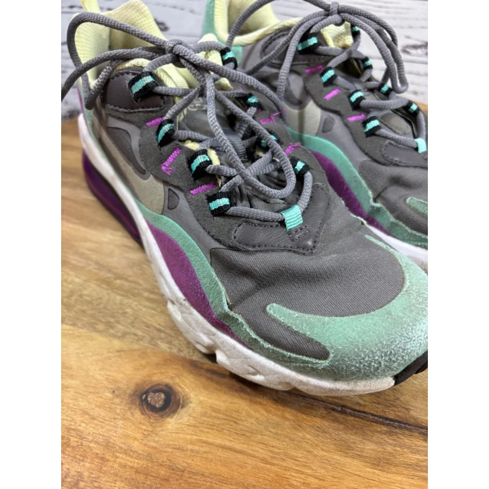 Girls Nike Air Max 270 React Sneakers 3.5Y Grey Mint Green Purple